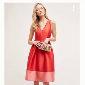Antropologie Red and Pink Wedding Guest Dress